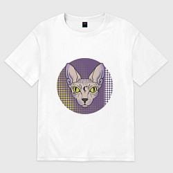 Женская футболка оверсайз Кошка сфинкс в татуировках