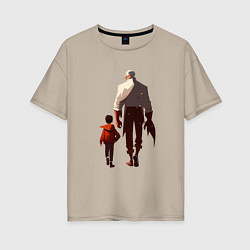 Женская футболка оверсайз Седой отец и молодой сын