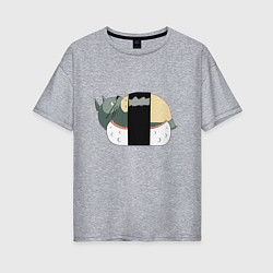 Женская футболка оверсайз Тоторо суши