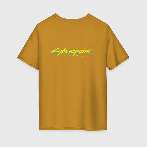 Женская футболка оверсайз Cyberpunk, Luxury agario style / Горчичный – фото 2