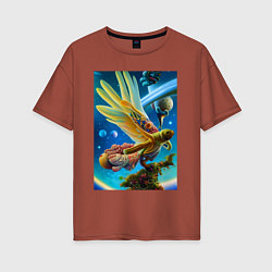 Женская футболка оверсайз Космическая птица нейросеть - фантазия
