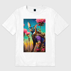 Футболка оверсайз женская Котик в стиле Стимпанк, цвет: белый