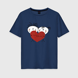 Женская футболка оверсайз Два любящих сердца становятся одним