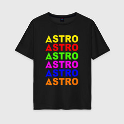 Футболка оверсайз женская Astro color logo, цвет: черный