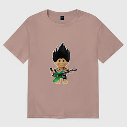 Женская футболка оверсайз Панк рок тролль с гитарой и микрофоном