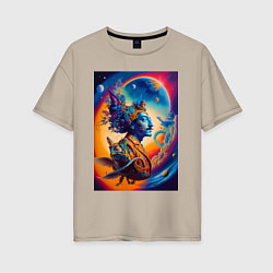Женская футболка оверсайз Salvador Dali - space portrait - neural network