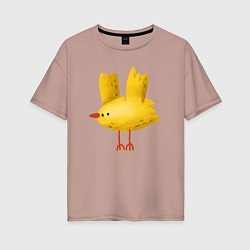 Женская футболка оверсайз Желтая птичка