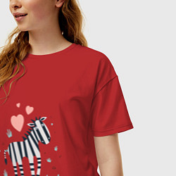 Футболка оверсайз женская Влюбленная зебра, цвет: красный — фото 2