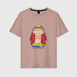 Женская футболка оверсайз Totoro Luffy