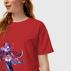 Футболка оверсайз женская Сёгун Райдэн из Genshin Impact, цвет: красный — фото 2