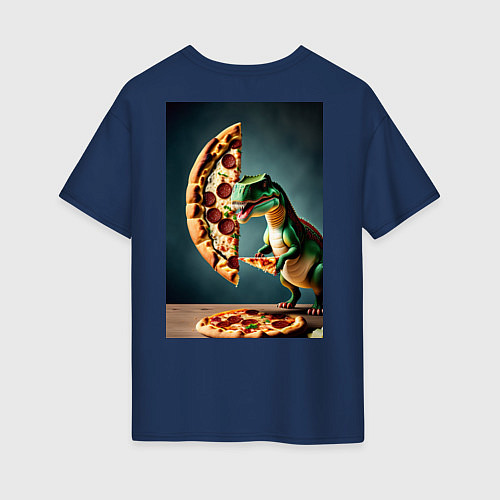 Женская футболка оверсайз Пиццазавр / Тёмно-синий – фото 2