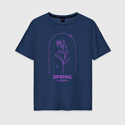 Футболка оверсайз женская Spring Blossom Весеннее Цветение, цвет: тёмно-синий