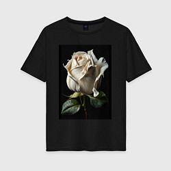 Футболка оверсайз женская Белая роза, цвет: черный
