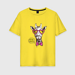 Женская футболка оверсайз Hipster giraffe