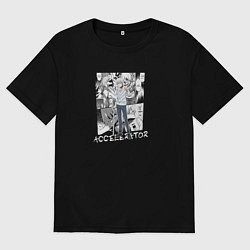 Футболка оверсайз женская Акселератор на фоне манги, цвет: черный