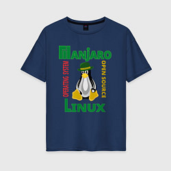 Женская футболка оверсайз Линукс пингвин в шляпе