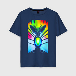 Женская футболка оверсайз Alien - neural network - neon glow