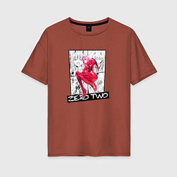 Женская футболка оверсайз Zero Two на фоне манги