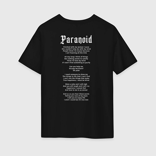 Женская футболка оверсайз Black Sabbath Paranoid / Черный – фото 2