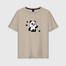 Женская футболка оверсайз Мультяшный мишка панда