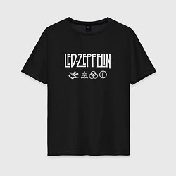 Футболка оверсайз женская Led Zeppelin символы, цвет: черный