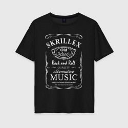 Футболка оверсайз женская Skrillex в стиле Jack Daniels, цвет: черный