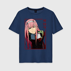 Женская футболка оверсайз Zero Two anime girl
