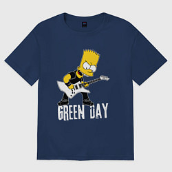 Футболка оверсайз женская Green Day Барт Симпсон рокер, цвет: тёмно-синий