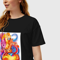 Футболка оверсайз женская Трехголовый волк, цвет: черный — фото 2