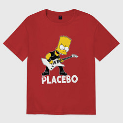 Футболка оверсайз женская Placebo Барт Симпсон рокер, цвет: красный