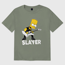 Футболка оверсайз женская Slayer Барт Симпсон рокер, цвет: авокадо