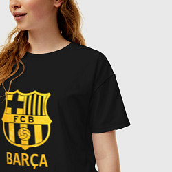Футболка оверсайз женская Барселона золотой, цвет: черный — фото 2