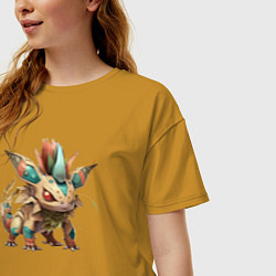 Футболка оверсайз женская Зверёк аниме, цвет: горчичный — фото 2