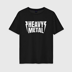 Женская футболка оверсайз Heavy metal надпись с молниями