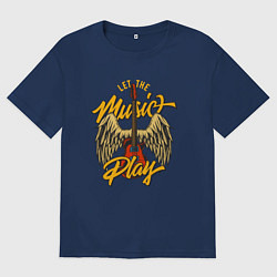 Женская футболка оверсайз Гитара и крылья