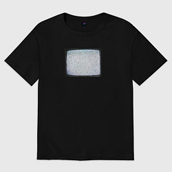Футболка оверсайз женская Старый телевизор с помехами, цвет: черный