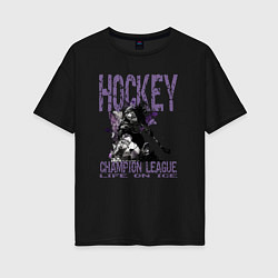 Женская футболка оверсайз Hockey жизнь на льду