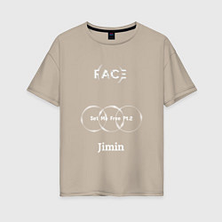 Футболка оверсайз женская JIMIN FACE Set Me Free, цвет: миндальный