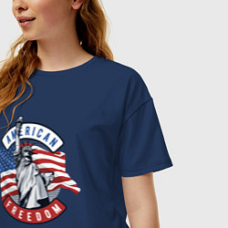 Футболка оверсайз женская American freedom, цвет: тёмно-синий — фото 2