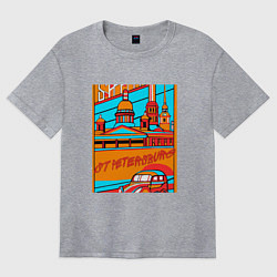 Женская футболка оверсайз Санкт-Петербург в стиле плаката 30-х годов