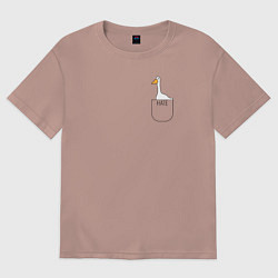 Женская футболка оверсайз Гусь в кармашке