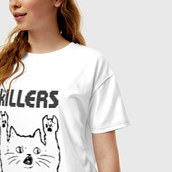 Футболка оверсайз женская The Killers - rock cat, цвет: белый — фото 2