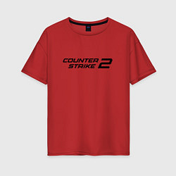 Футболка оверсайз женская Counter strike 2 лого черный, цвет: красный