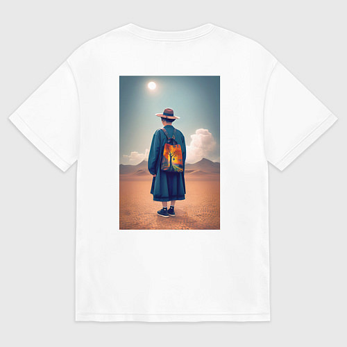 Женская футболка оверсайз Японская девушка под солнцем / Белый – фото 2