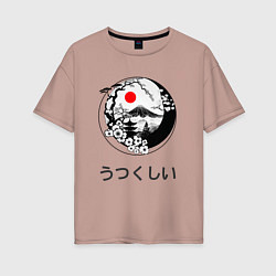 Женская футболка оверсайз Красота Фудзиямы