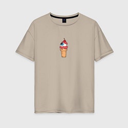 Женская футболка оверсайз Глаз в стаканчике для мороженого