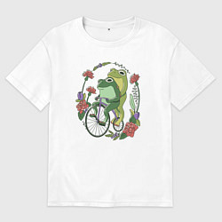 Женская футболка оверсайз Лягушки на велосипеде