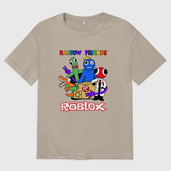 Футболка оверсайз женская Радужные друзья - монстры Роблокс, цвет: миндальный