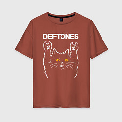 Женская футболка оверсайз Deftones rock cat