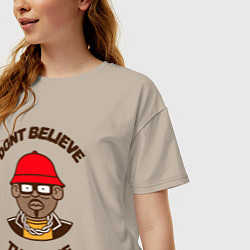 Футболка оверсайз женская Dont believe the hype, цвет: миндальный — фото 2